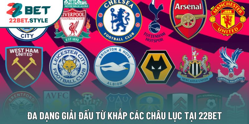 Đa dạng giải đấu từ khắp các châu lục tại 22Bet